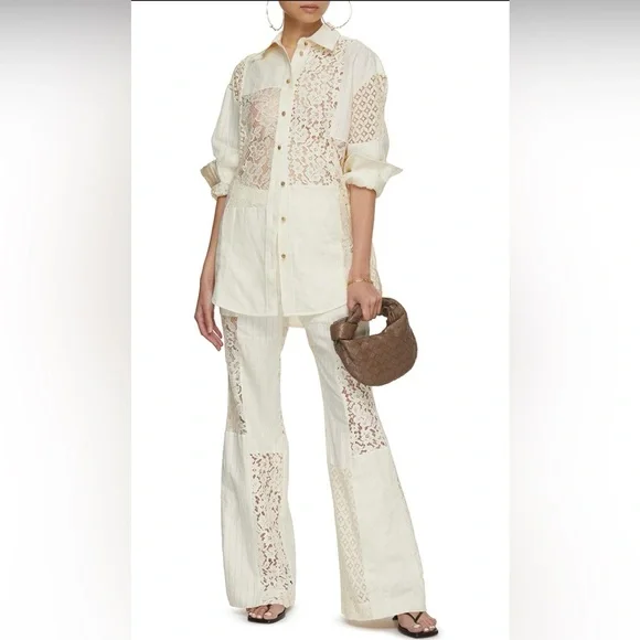 NWT $695 Zimmerman LUMINOSITY PATCH LACE PANT SIZE: AU 2, US 6-8
COLOUR: CREAM - Picture 1 of 14